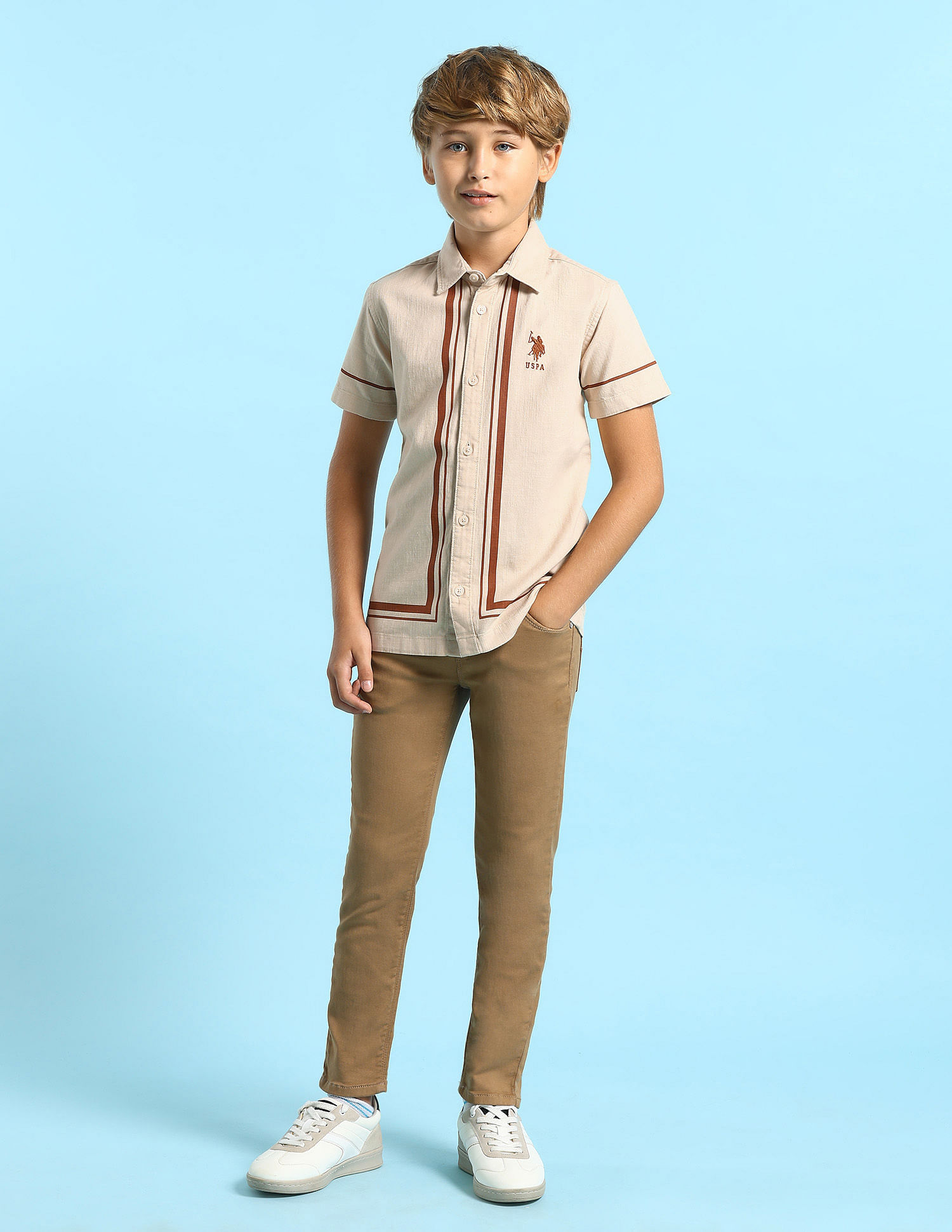 U.S. Polo Assn. Kids Boys Solid Boxy Fit Shirt