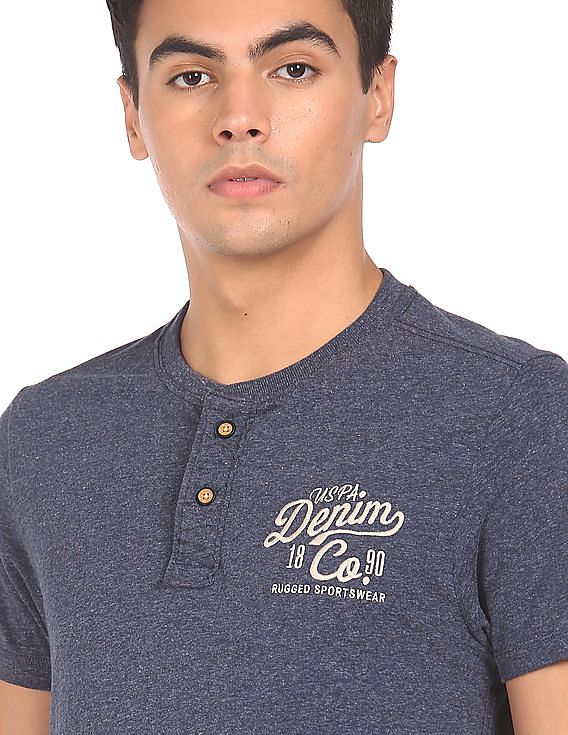 U.S. Polo Assn. Denim Co. Short Sleeve Heathered Henley T-Shirt