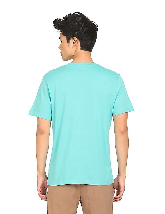 Aeropostale Men Turquoise Crew Neck Graphic Print T-Shirt