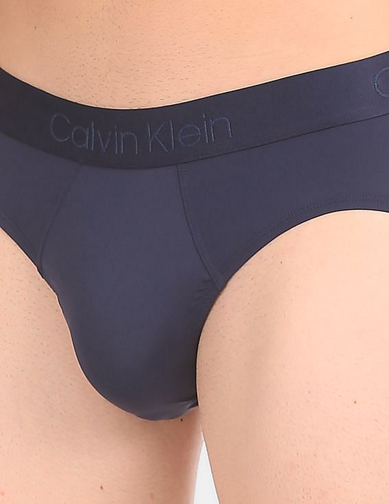 Calvin Klein Underwear Men Blue Elasticized Waist Solid Hip Briefs