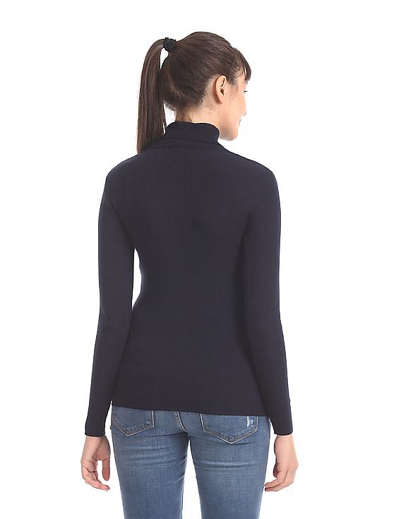 U.S. Polo Assn. Women Turtleneck Rib Knit Top