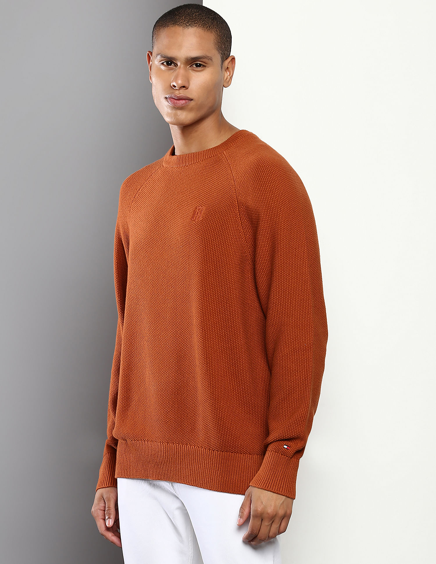 Orange tommy hilfiger crew neck sale