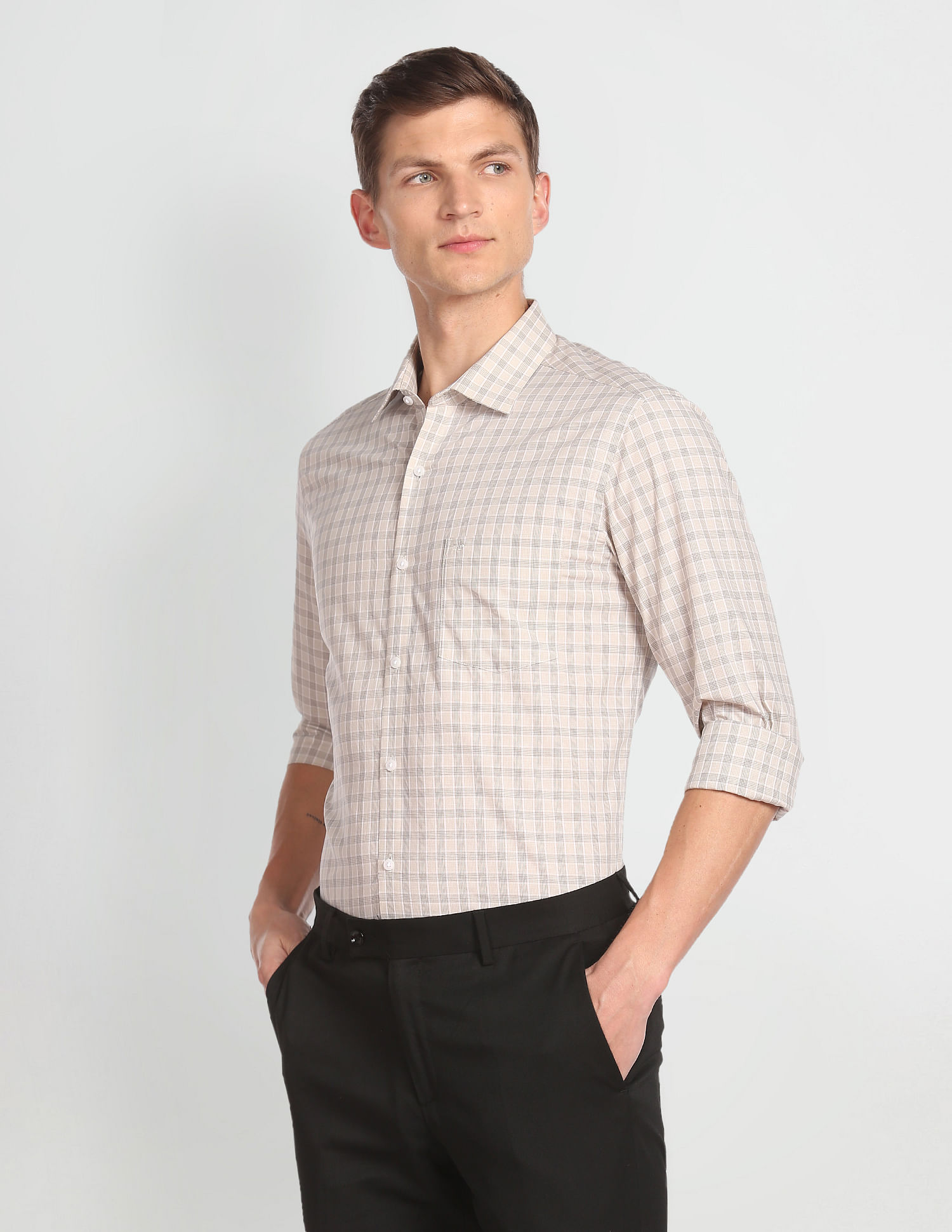 Arrow Tartan Check Manhattan Slim Fit Shirt