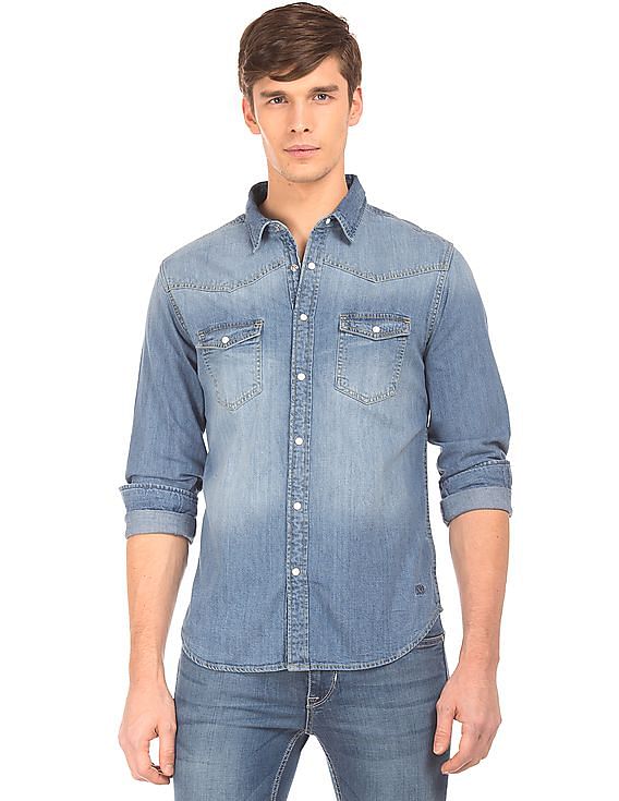 Aeropostale denim hot sale shirt