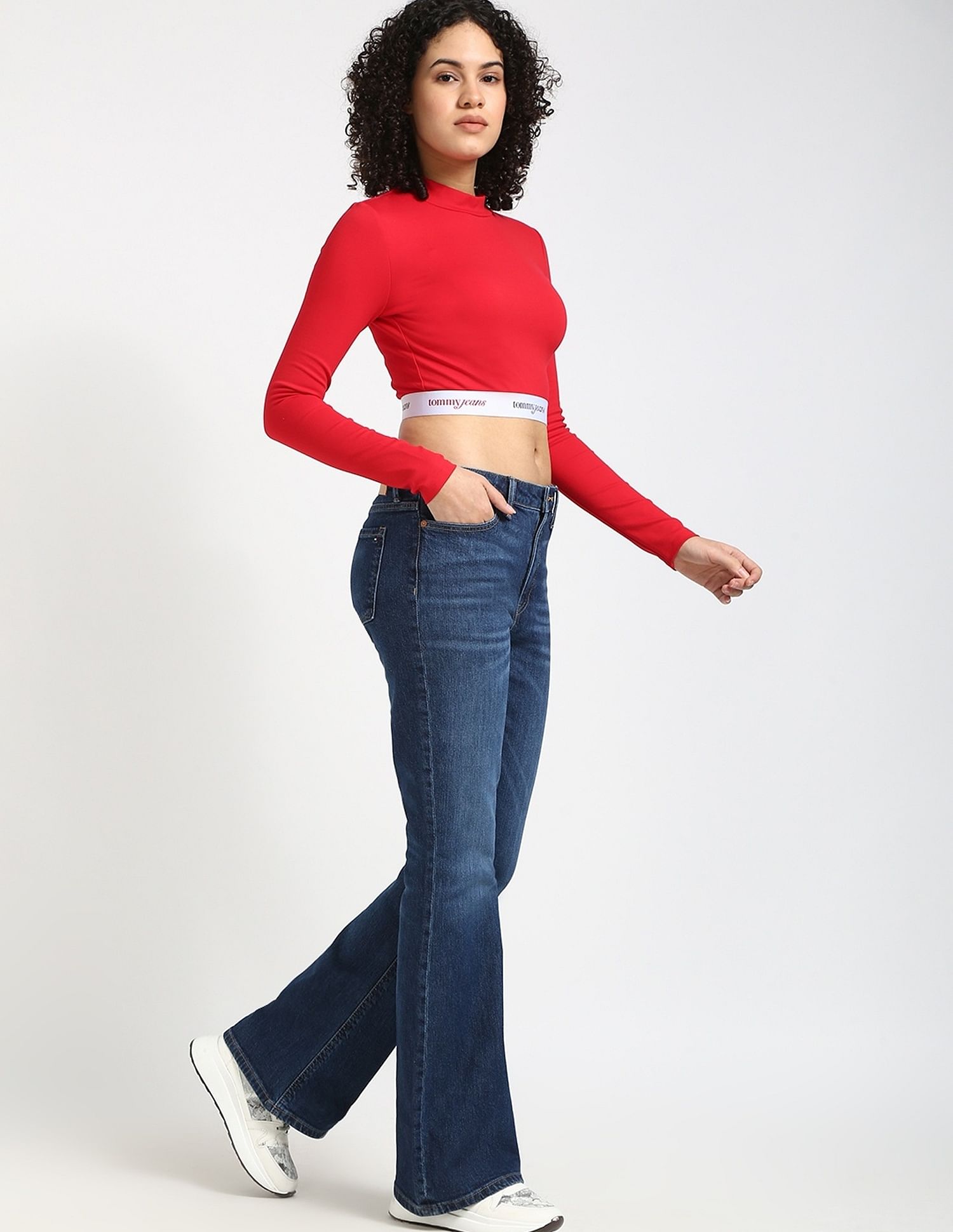 Tommy Hilfiger Regular-Fit Viscose Mock Neck Crop Top