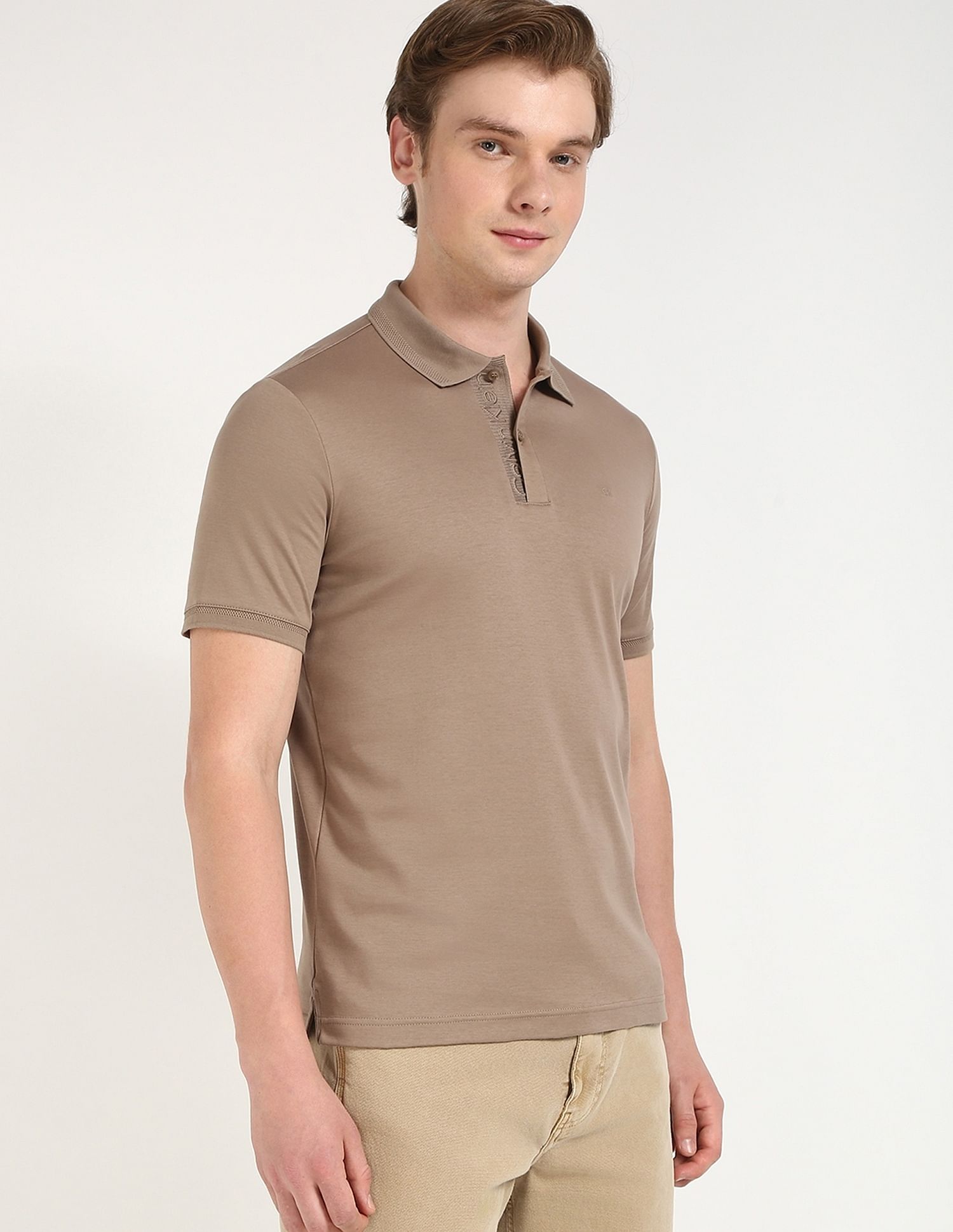 Calvin Klein Jeans Solid Slim-Fit Cotton Polo T-Shirt