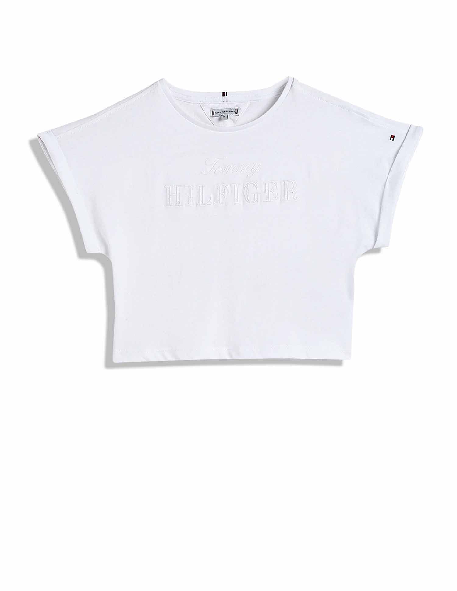 Tommy Hilfiger Kids Girls Logo Relaxed-Fit Cotton T-Shirt