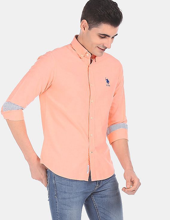 mens light orange dress shirt