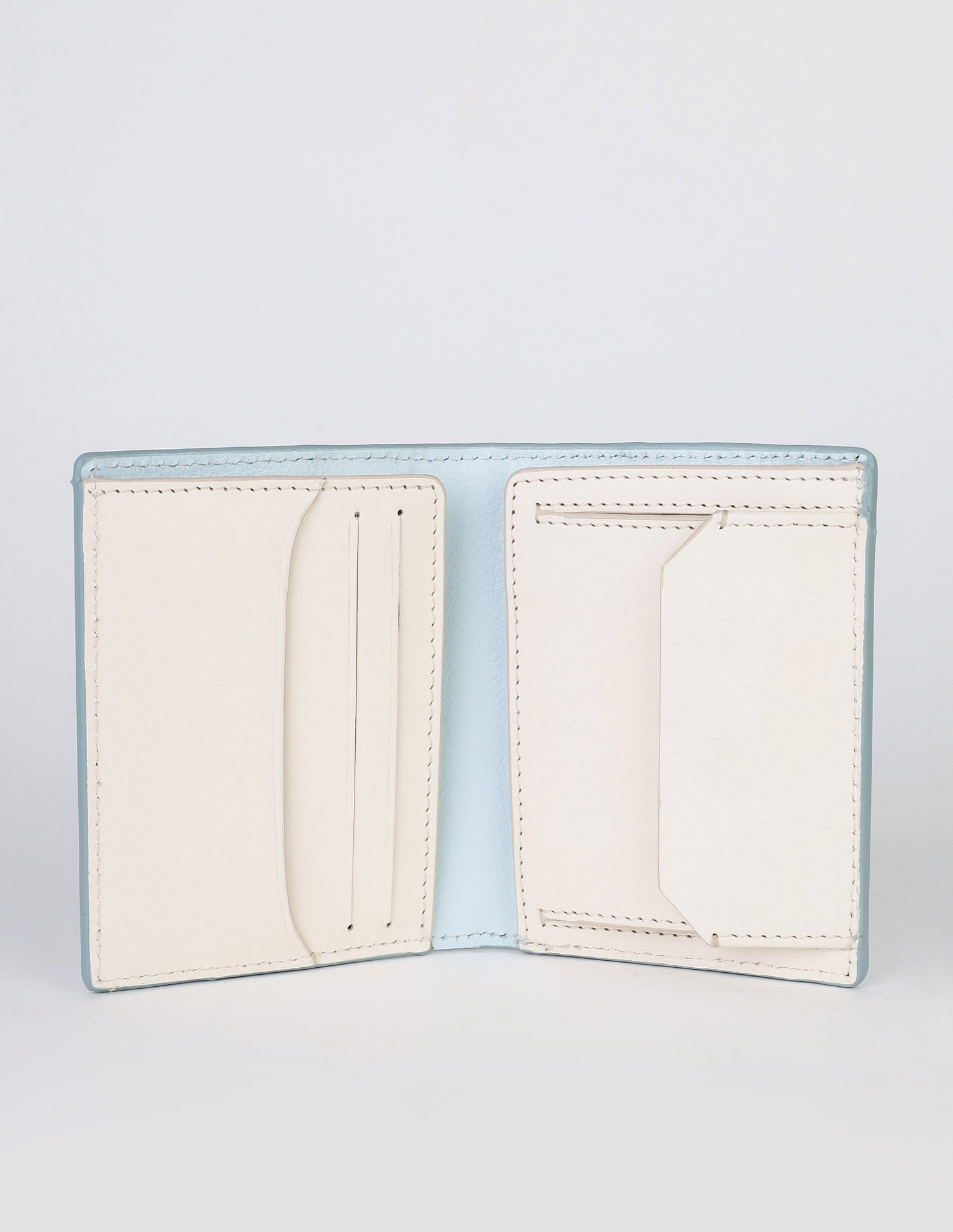 Calvin Klein Solid Blue Leather Bi-Fold Wallet