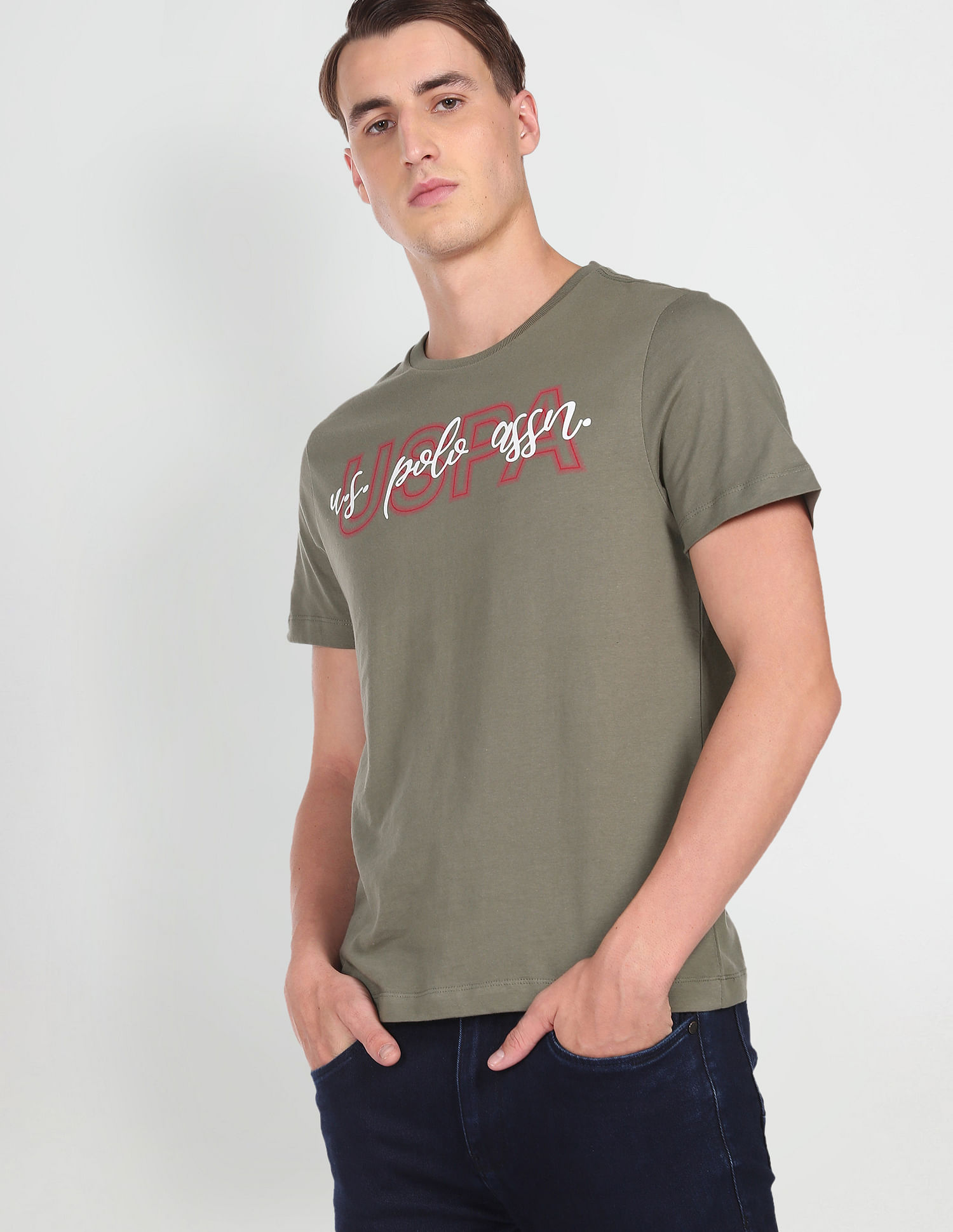 U.S. Polo Assn. Denim Co. Crew Neck Brand Print Cotton T-Shirt
