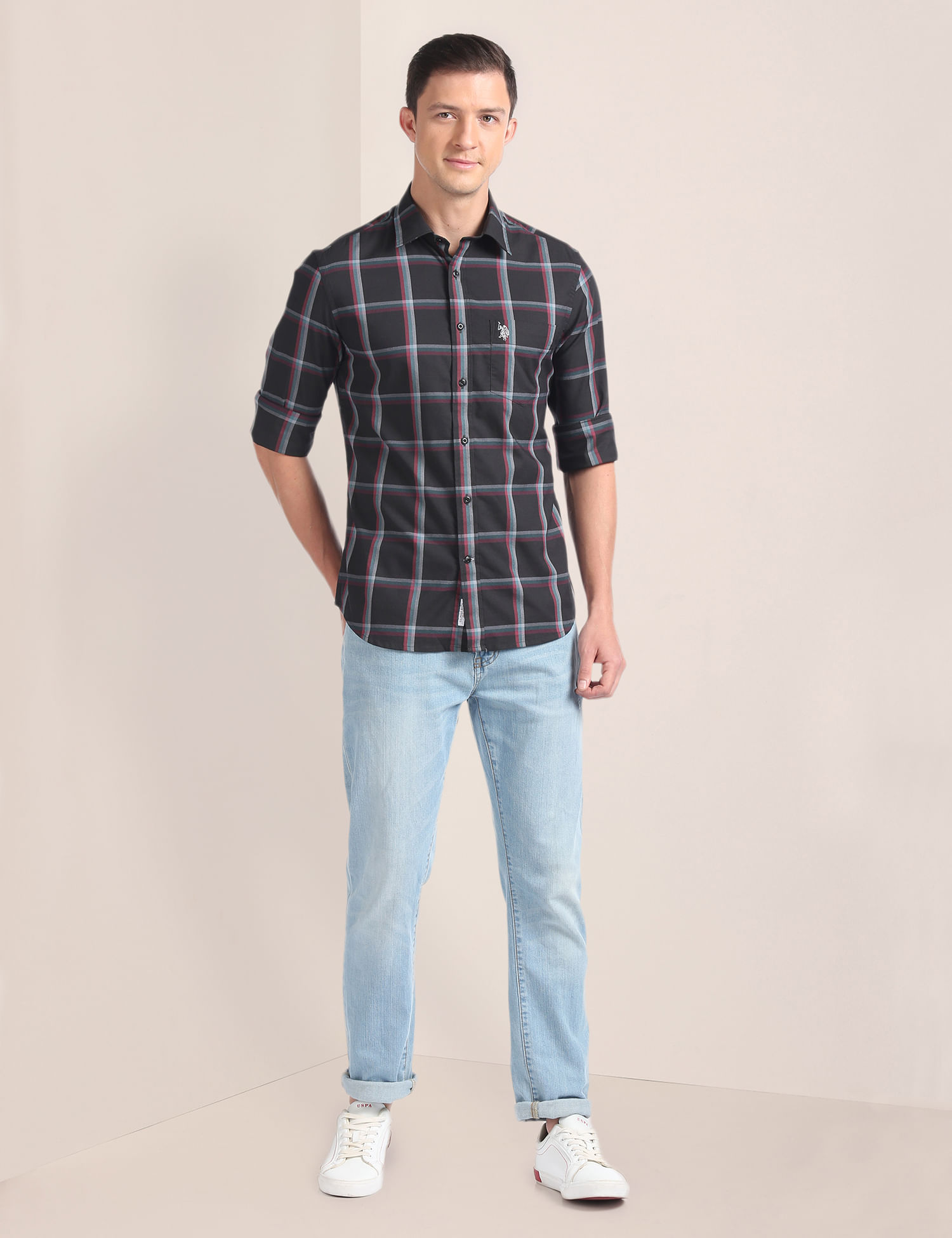 U.S. Polo Assn. Windowpane Check Twill Shirt