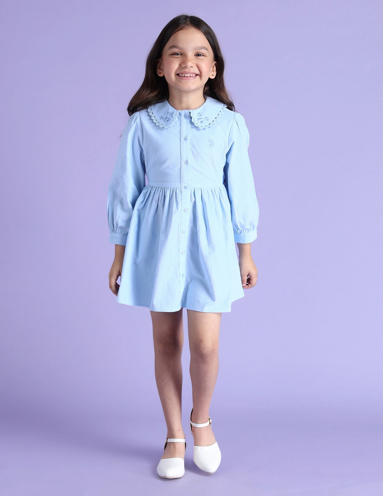 U.S. Polo Assn. Kids Girls Peterpan Collar Corduroy Dress
