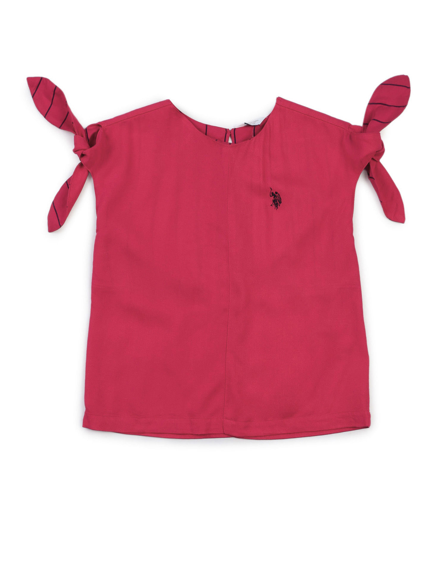 U.S. Polo Assn. Kids Girls Tie Up Sleeves Regular Top
