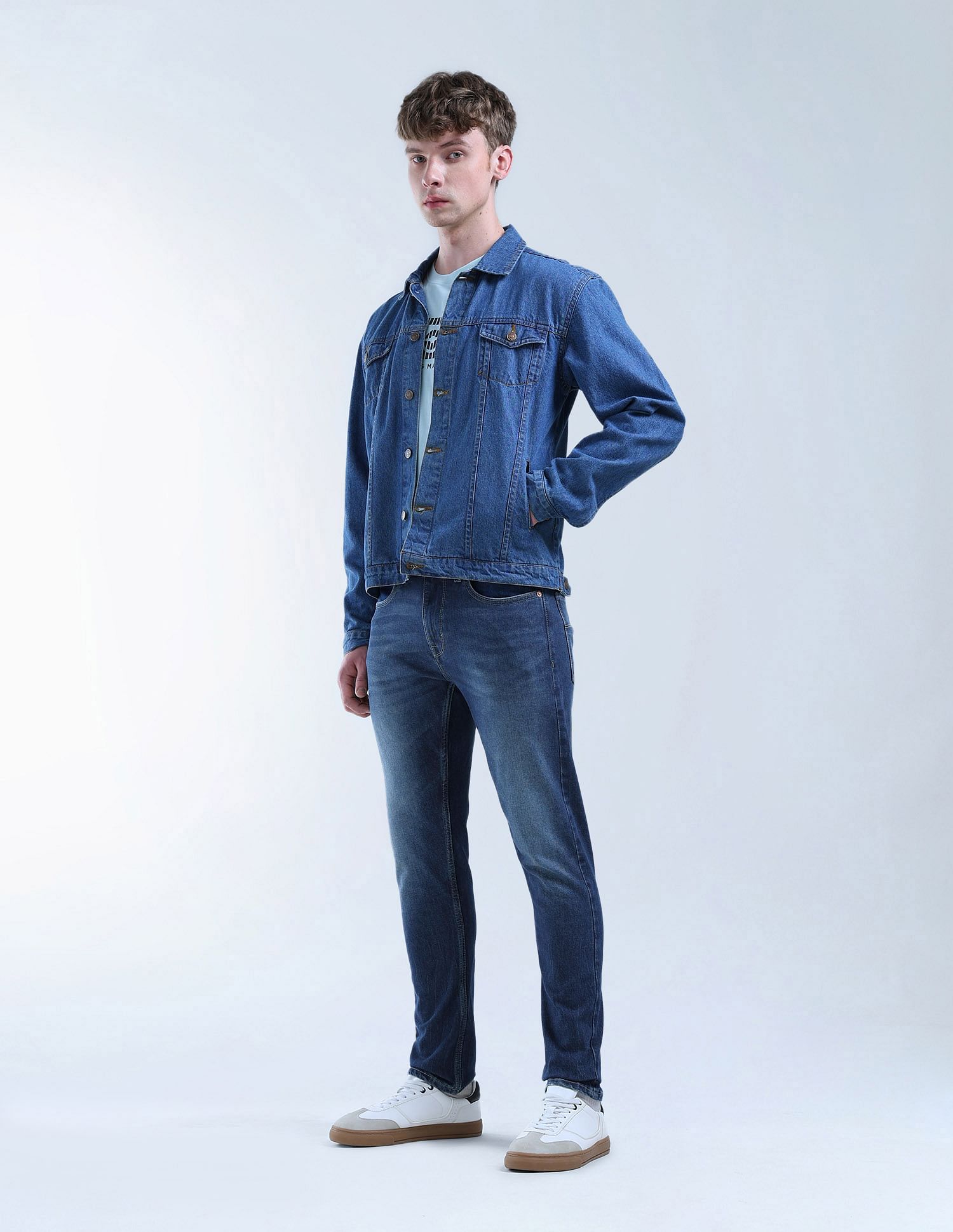 Flying Machine Mid Rise Slash Slim Tapered Fit Jeans