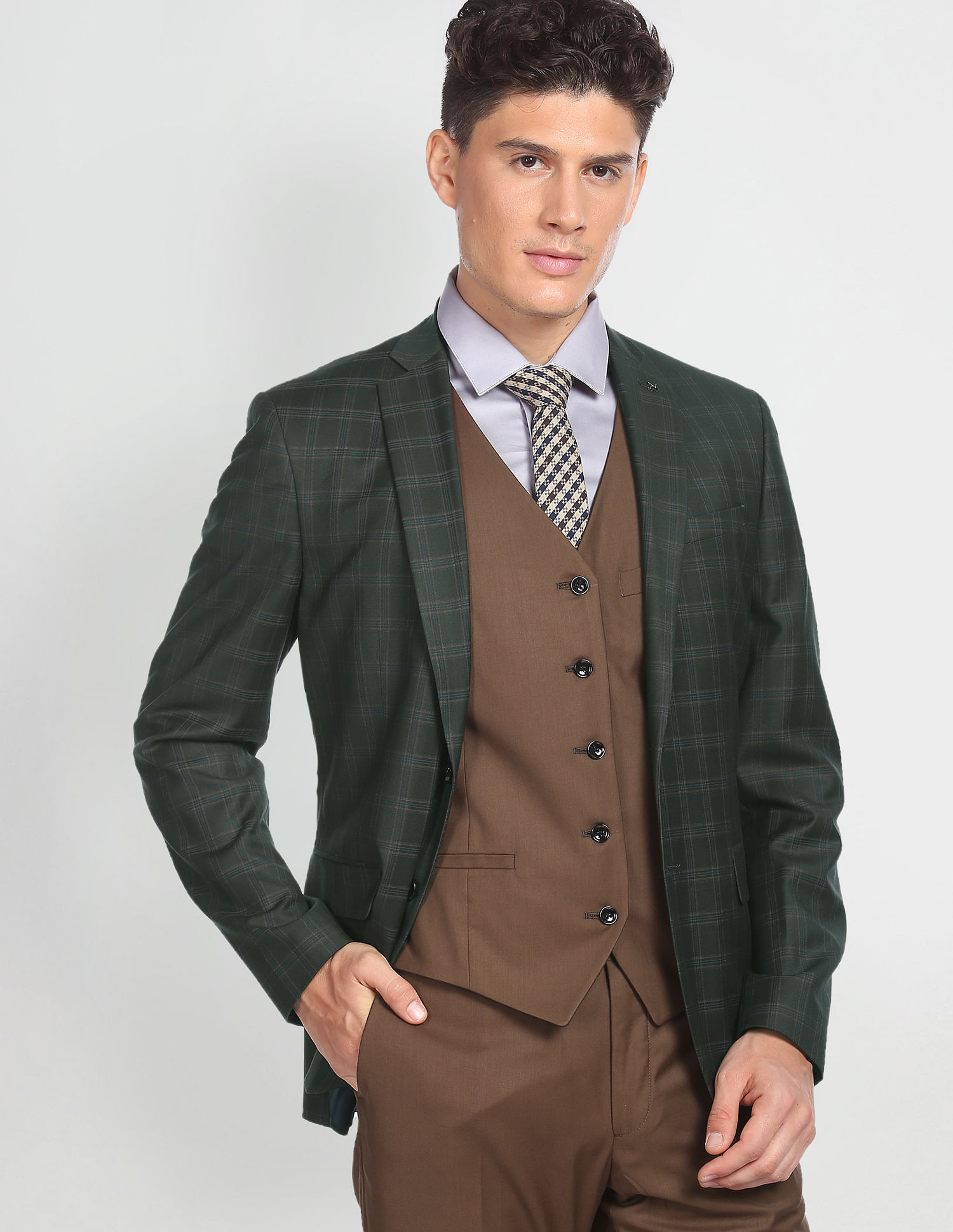 Boys Brown Tweed Check Suit | Tweed Wedding Suit | Charles Class