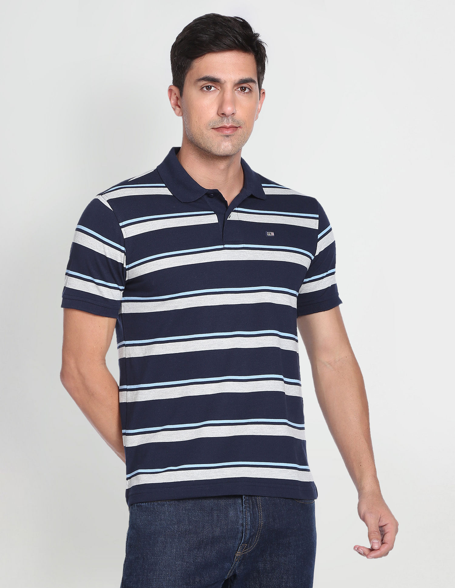 Arrow Sports Pique Striped Polo Shirt