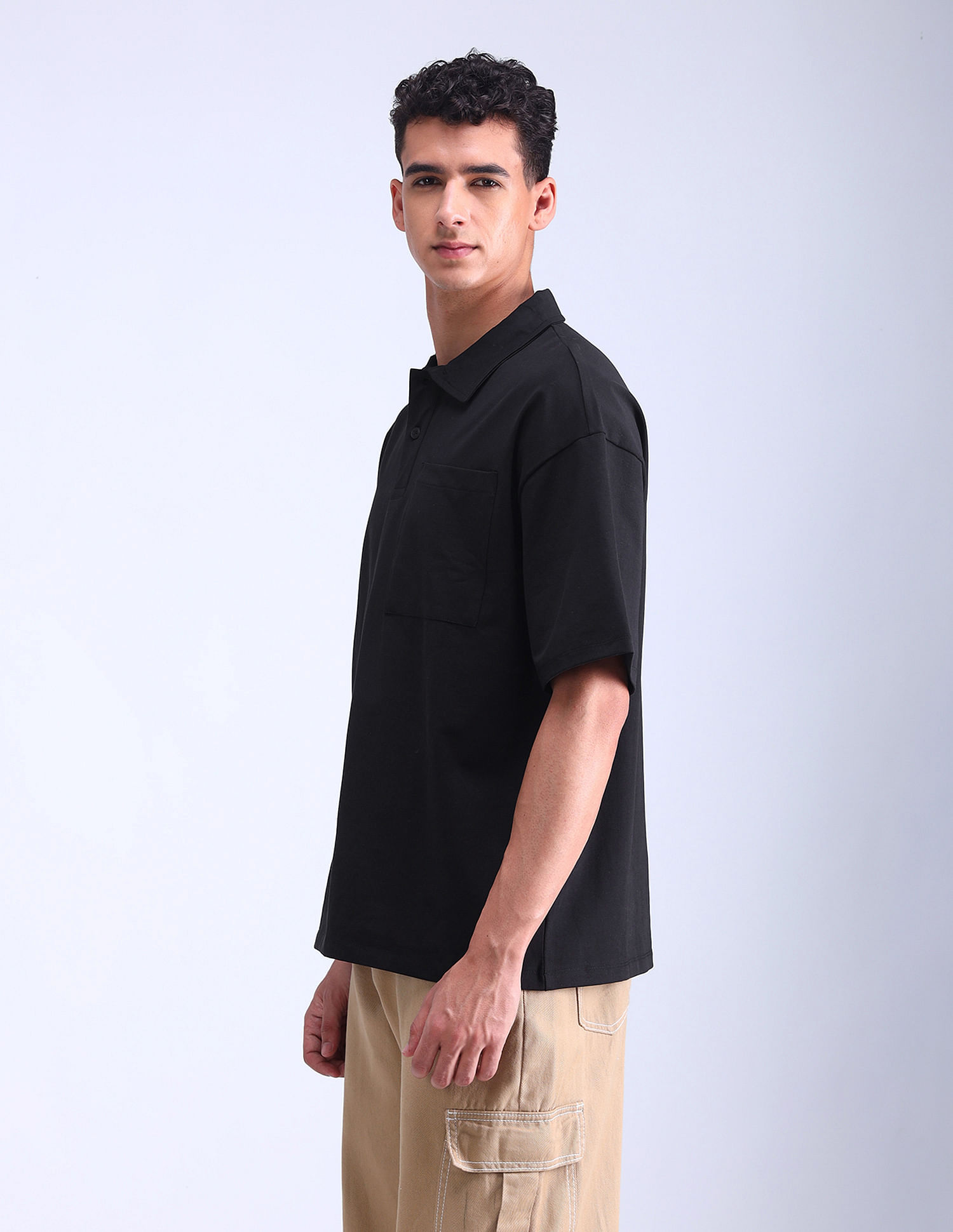 Flying Machine Solid Oversized Fit Polo Shirt