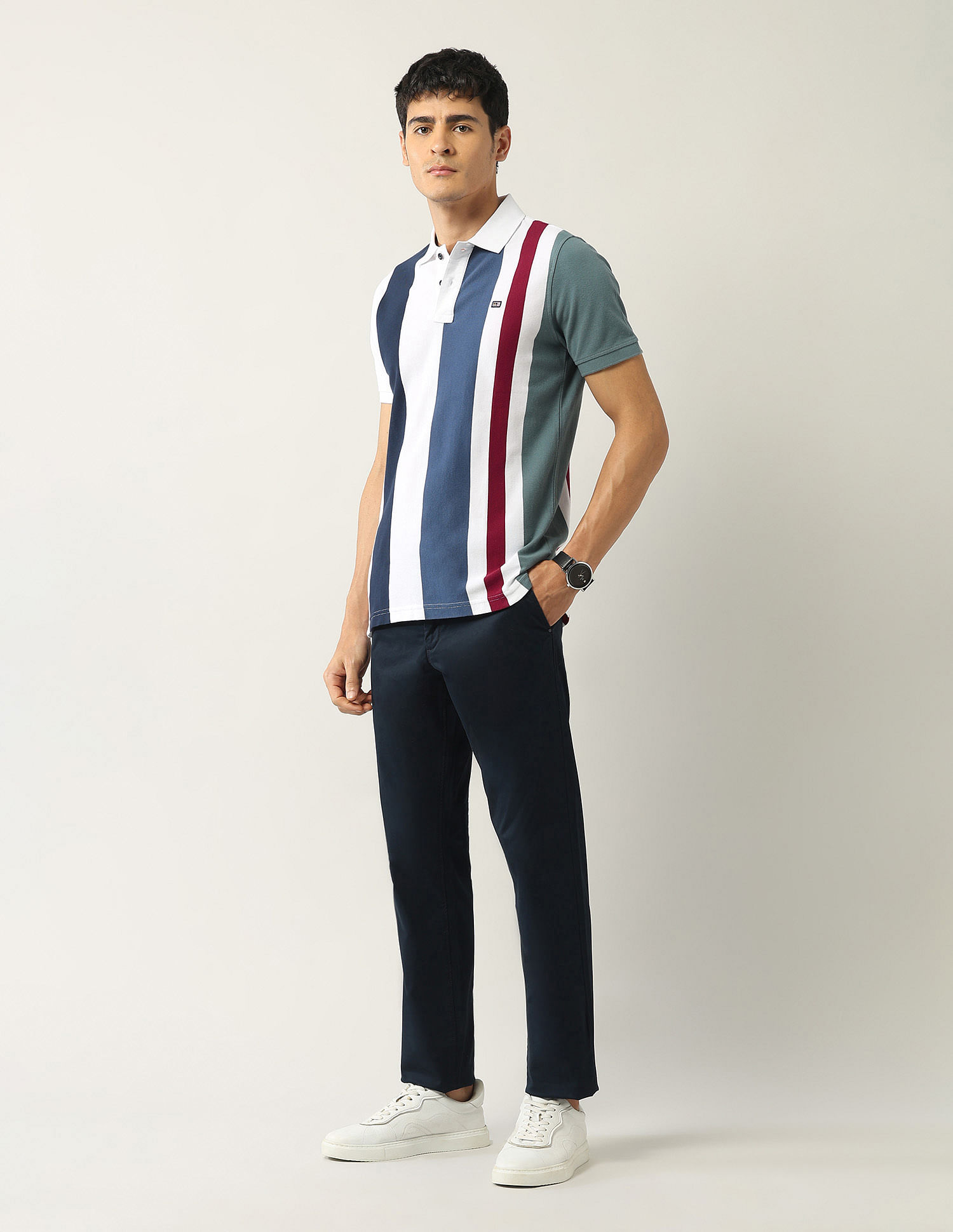 Arrow Sport Vertical Striped Regular Fit Polo Shirt