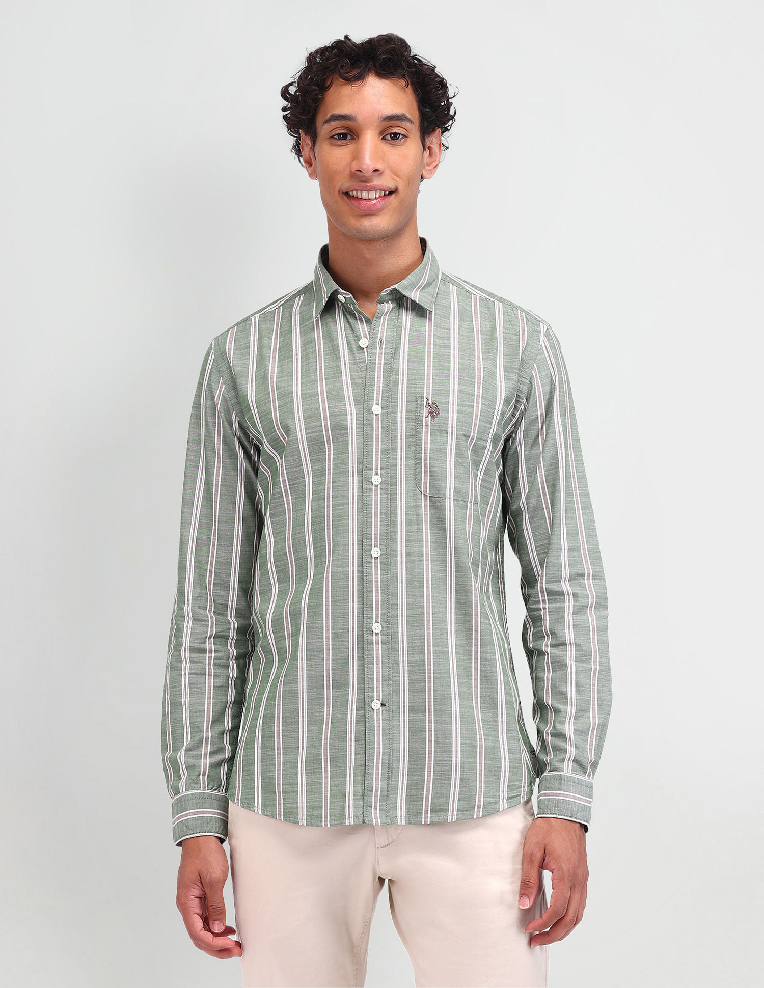 U.S. Polo Assn. Denim Co. Vertical Striped Slim Fit Shirt