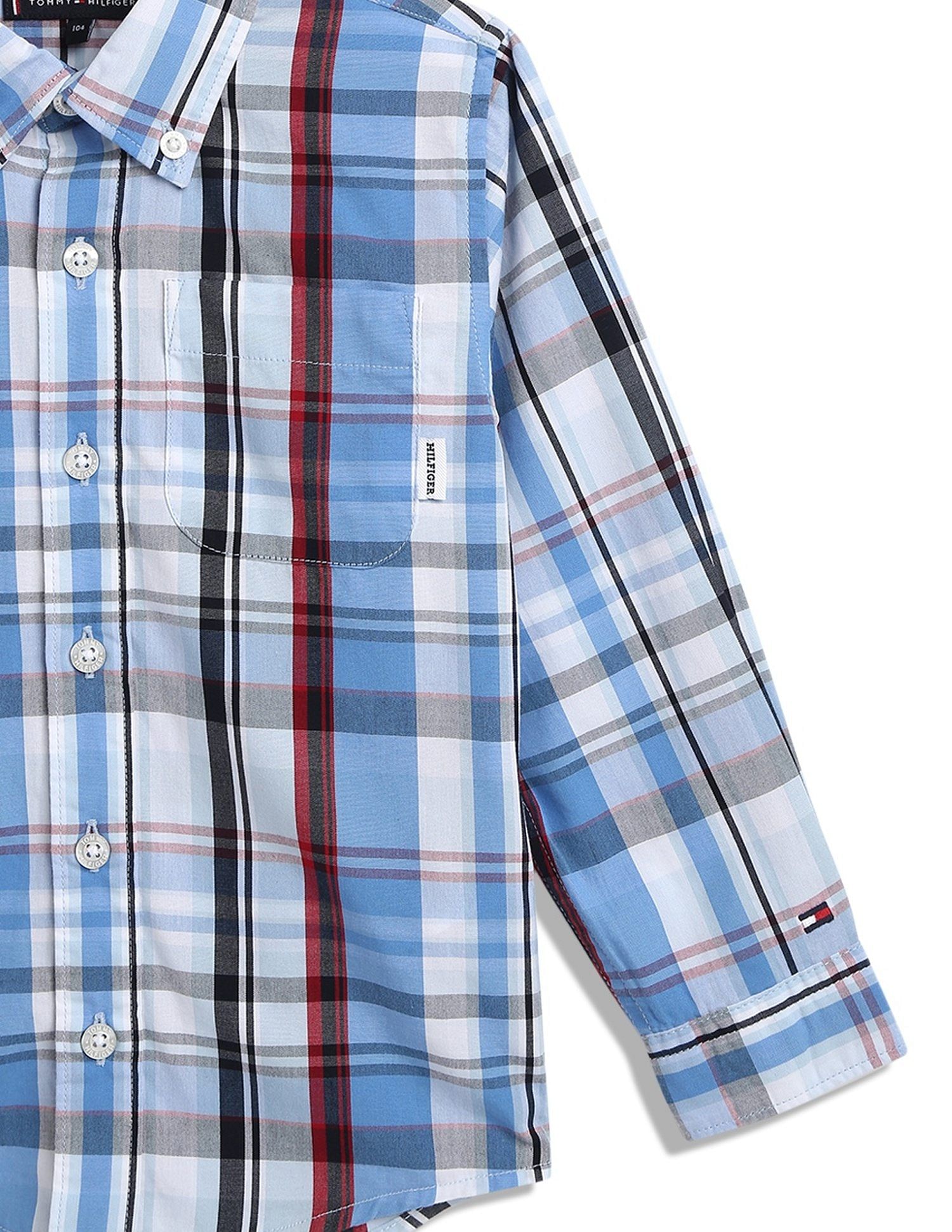 Tommy Hilfiger Kids Boys Checks Regular-Fit Cotton Shirt