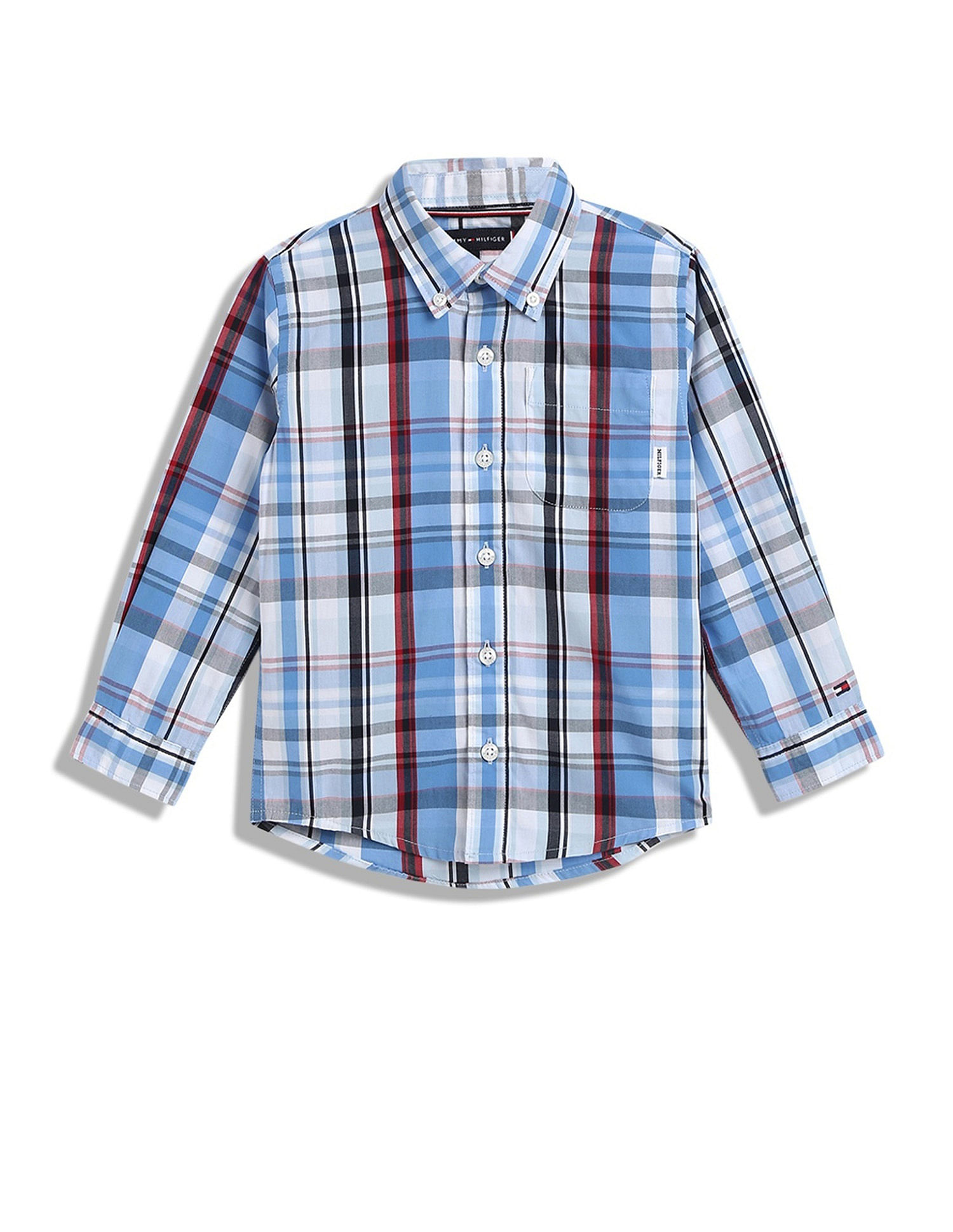 Tommy Hilfiger Kids Boys Checks Regular-Fit Cotton Shirt
