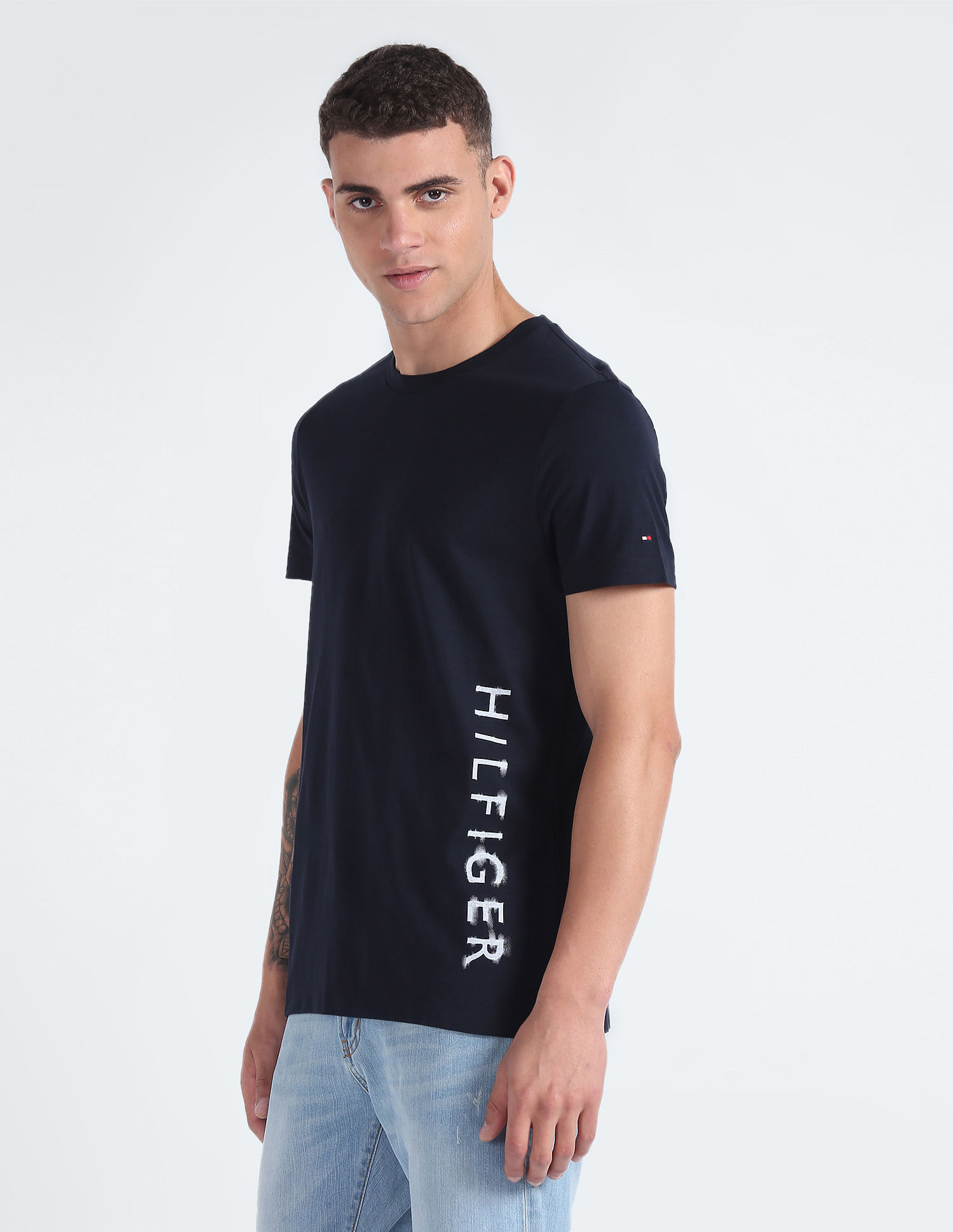 Tommy Hilfiger Vertical Ink Logo Print T-Shirt