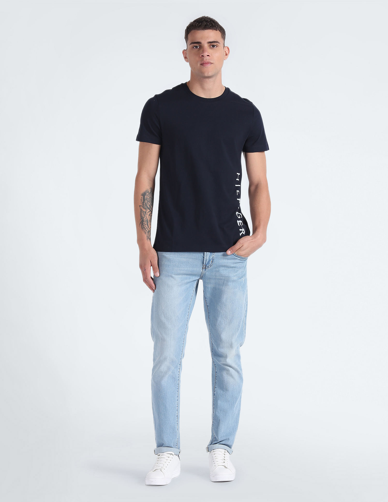 Tommy Hilfiger Vertical Ink Logo Print T-Shirt