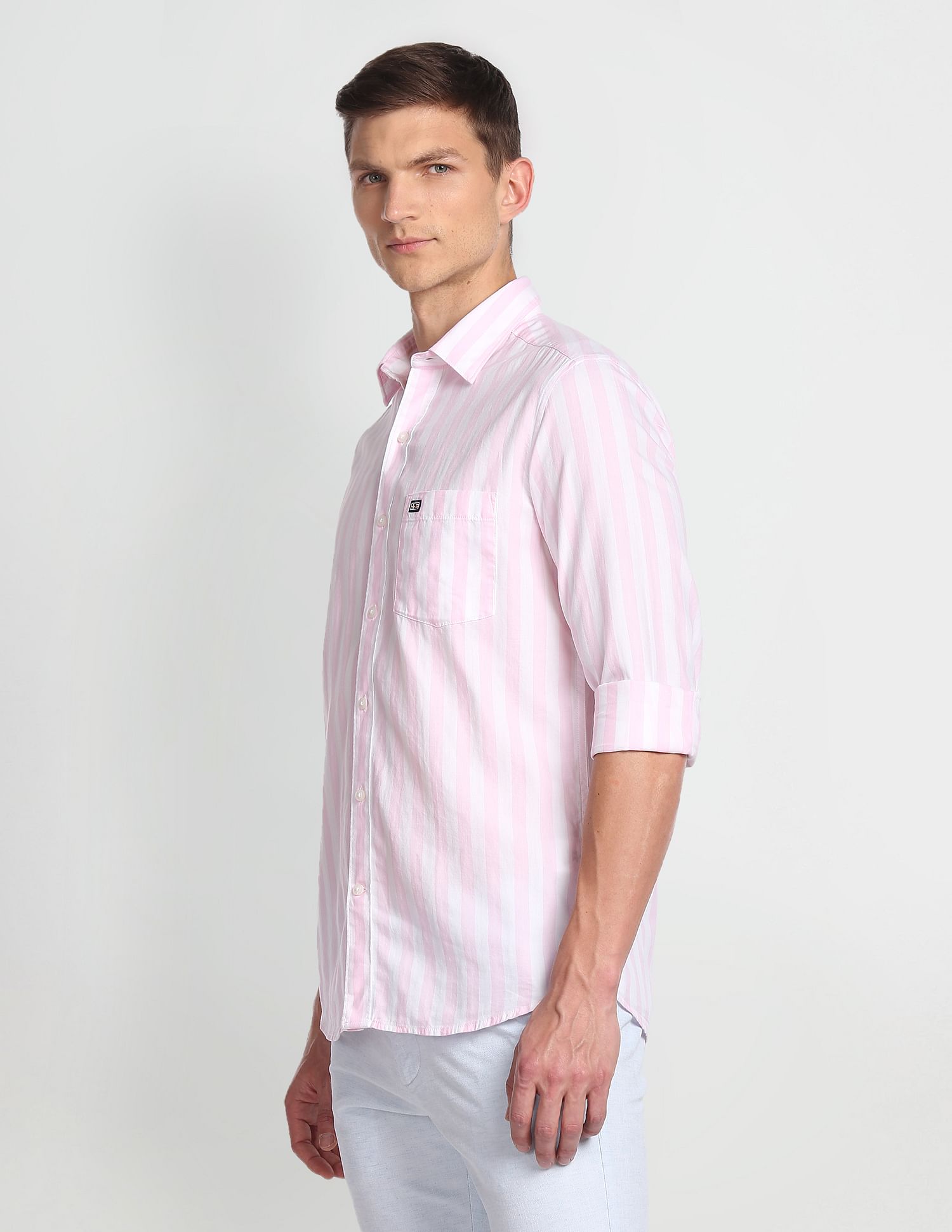 Arrow Sports Vertical Stripe Twill Shirt