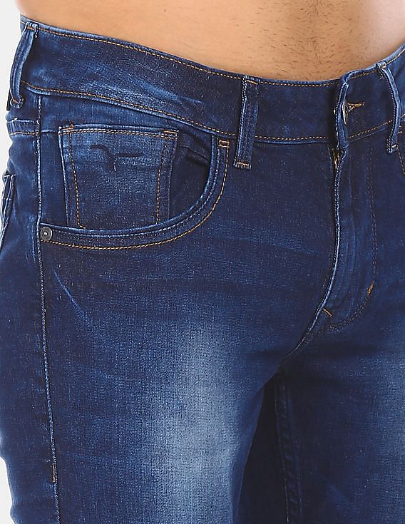 Flying Machine Men Dark Blue Jackson Skinny Fit Low Rise Jeans