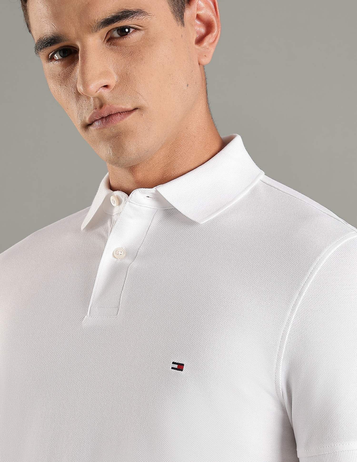 Tommy Hilfiger Solid Regular Fit Cotton Polo T-Shirt