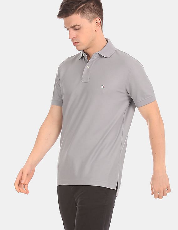 grey tommy hilfiger polo shirt