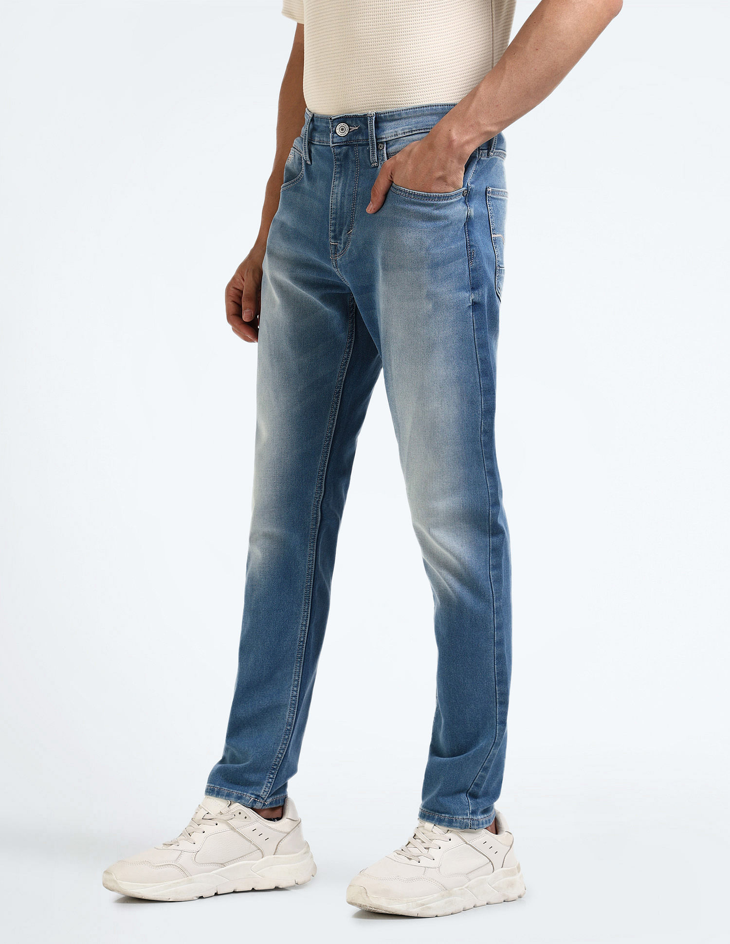 Flying Machine Slash Slim Tapered Fit Stone Wash Jeans