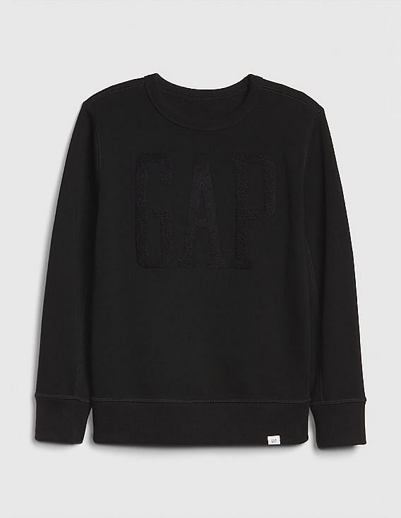 Buy GAP Boys Black Logo Crewneck Sweatshirt NNNOW