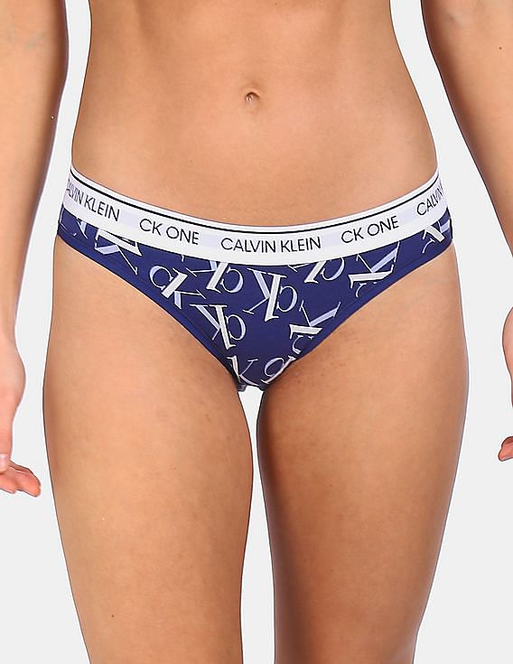Buy Calvin Klein Underwear Women Blue Cotton Brand Print Bikini Panties -  NNNOW.com