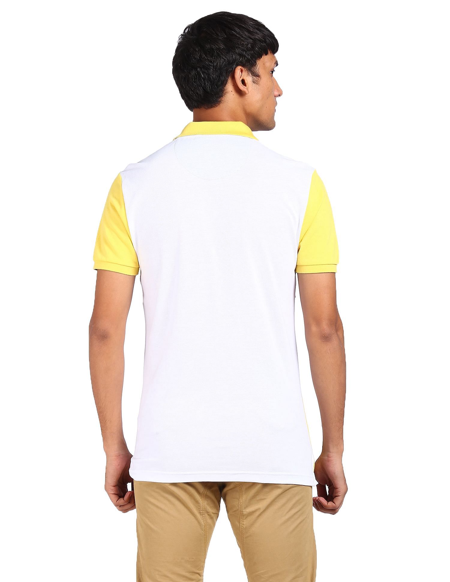 AD by Arvind Cotton Colour Block Polo Shirt