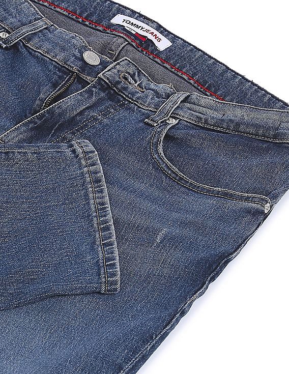 Tommy Hilfiger Men Blue Ryan Straight Fit Stone Wash Jeans