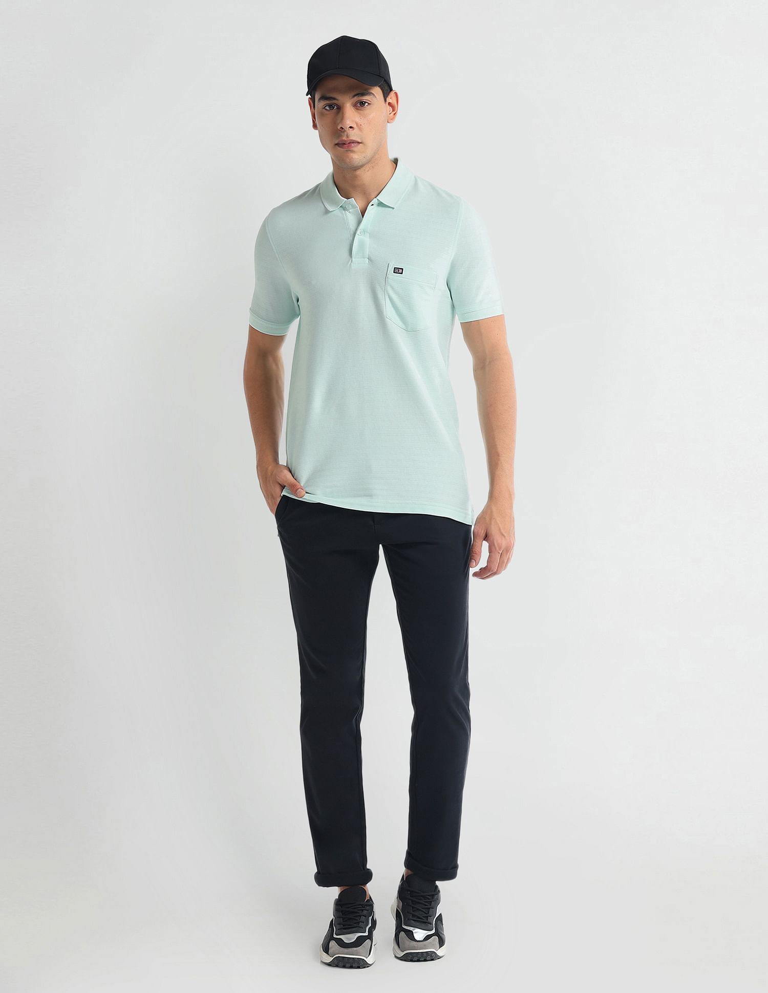 Arrow Sports Self Stripe Cotton Polo Shirt