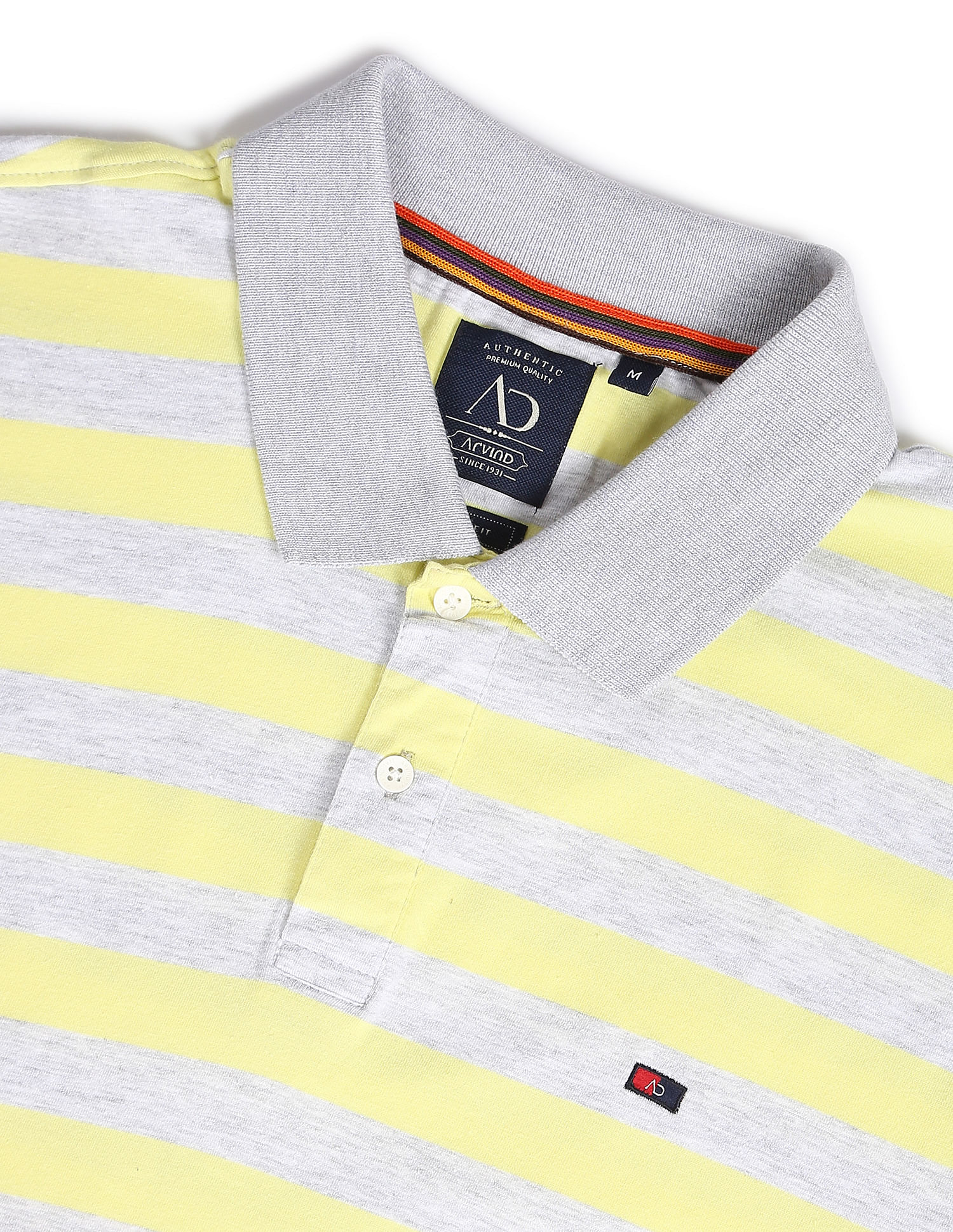 AD by Arvind Horizontal Stripe Heathered Polo Shirt