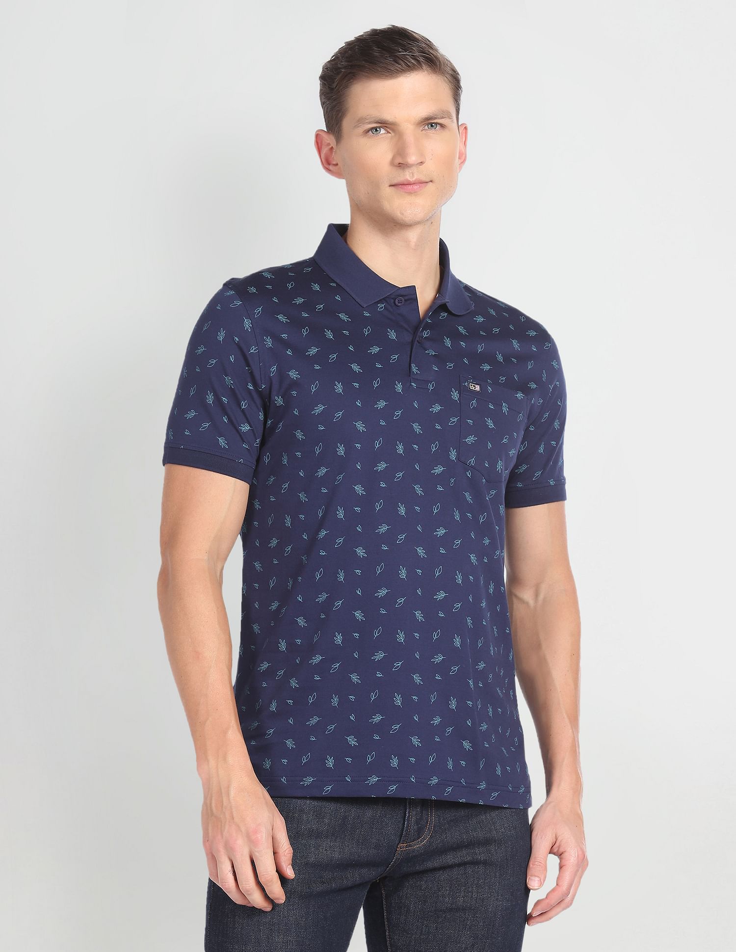 Arrow Sports Tropical Print Mercerized Polo Shirt