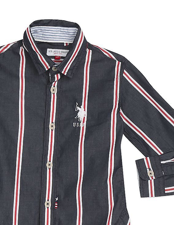 U.S. Polo Assn. Kids Boys Rounded Cuff Striped Shirt