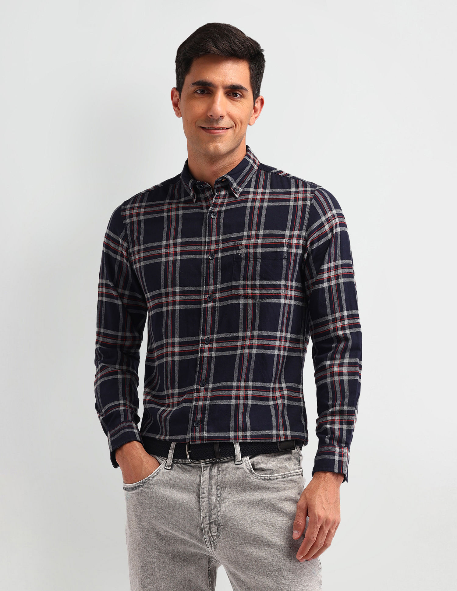 U.S. Polo Assn. Denim Co. Tartan Check Printed Slim Fit Shirt