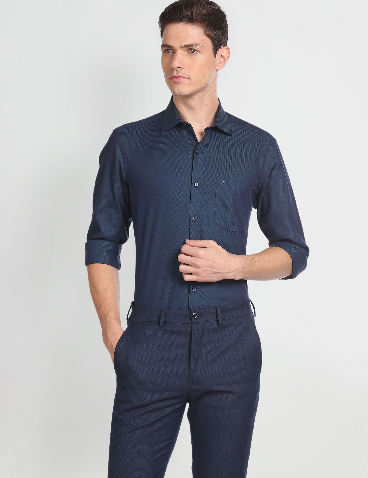 Arrow Patterned Weave Classic Fit Shirt