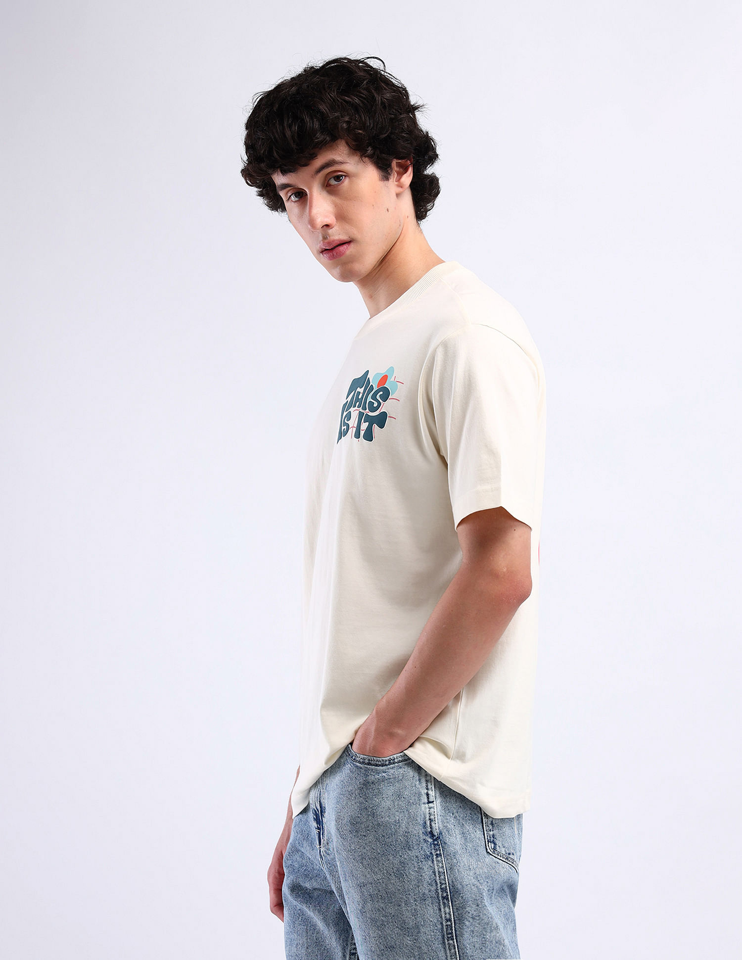 Flying Machine Graphic Print Cotton T-Shirt
