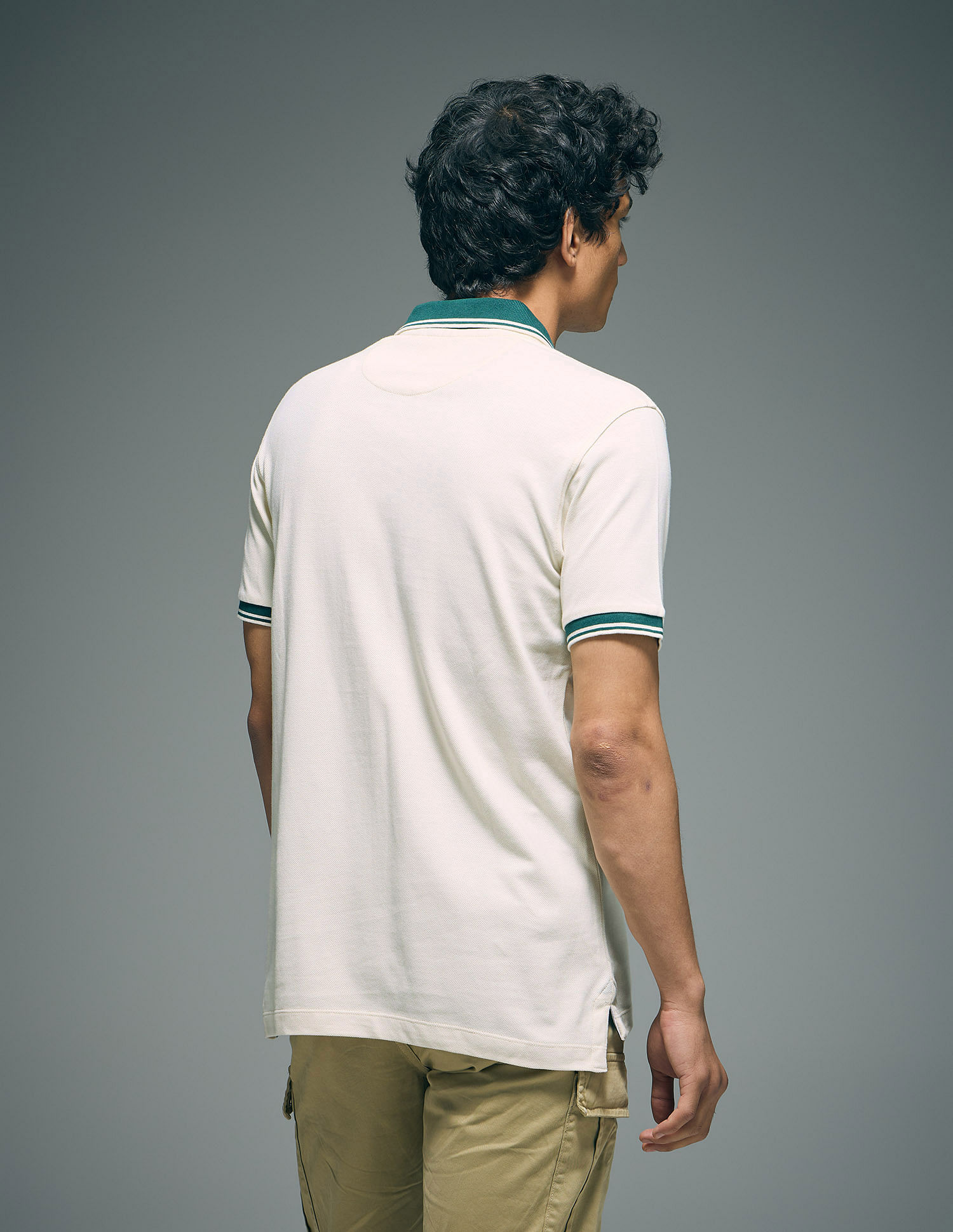 Flying Machine Tipped Collar Cotton Polo Shirt