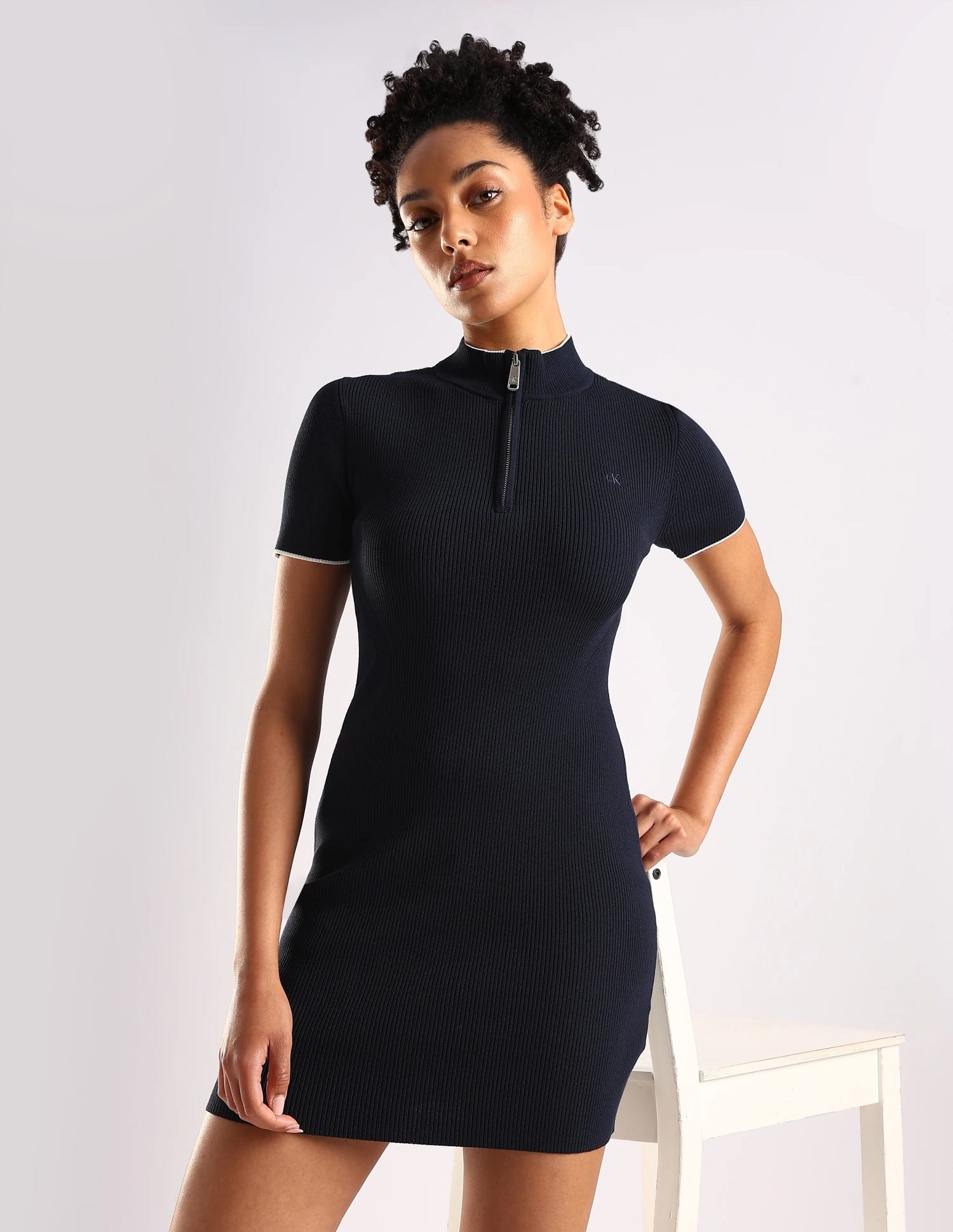 Buy Calvin Klein Jeans Nylon Half-Zip Neck Bodycon Dress - NNNOW.com