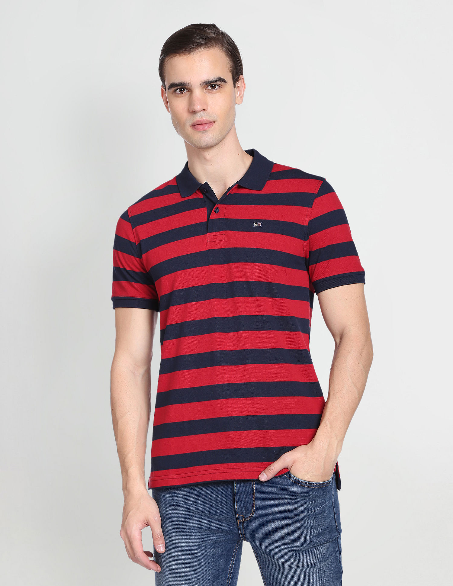 Arrow Sports Horizontal Stripe Polo Shirt
