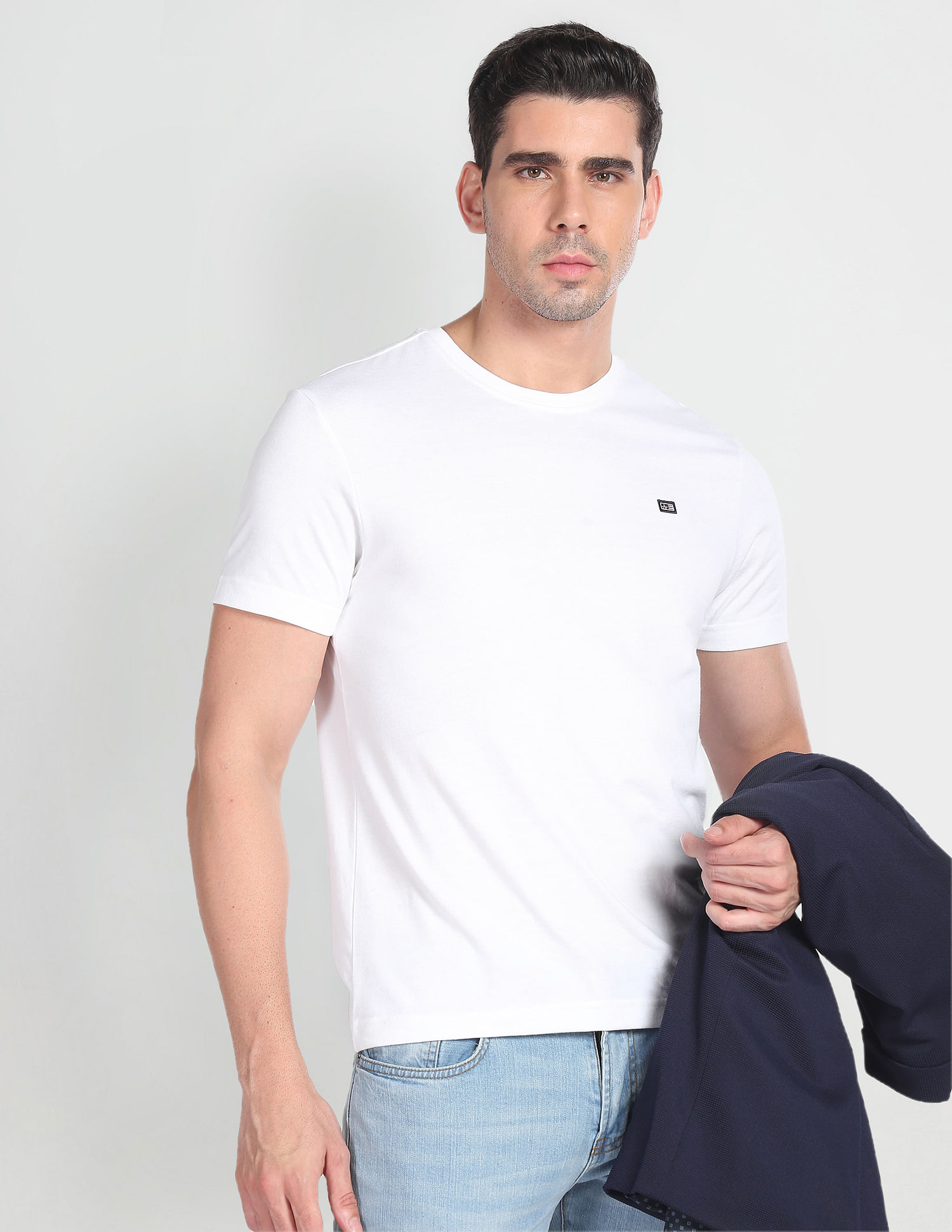Arrow Sports Crew Neck Solid T-Shirt