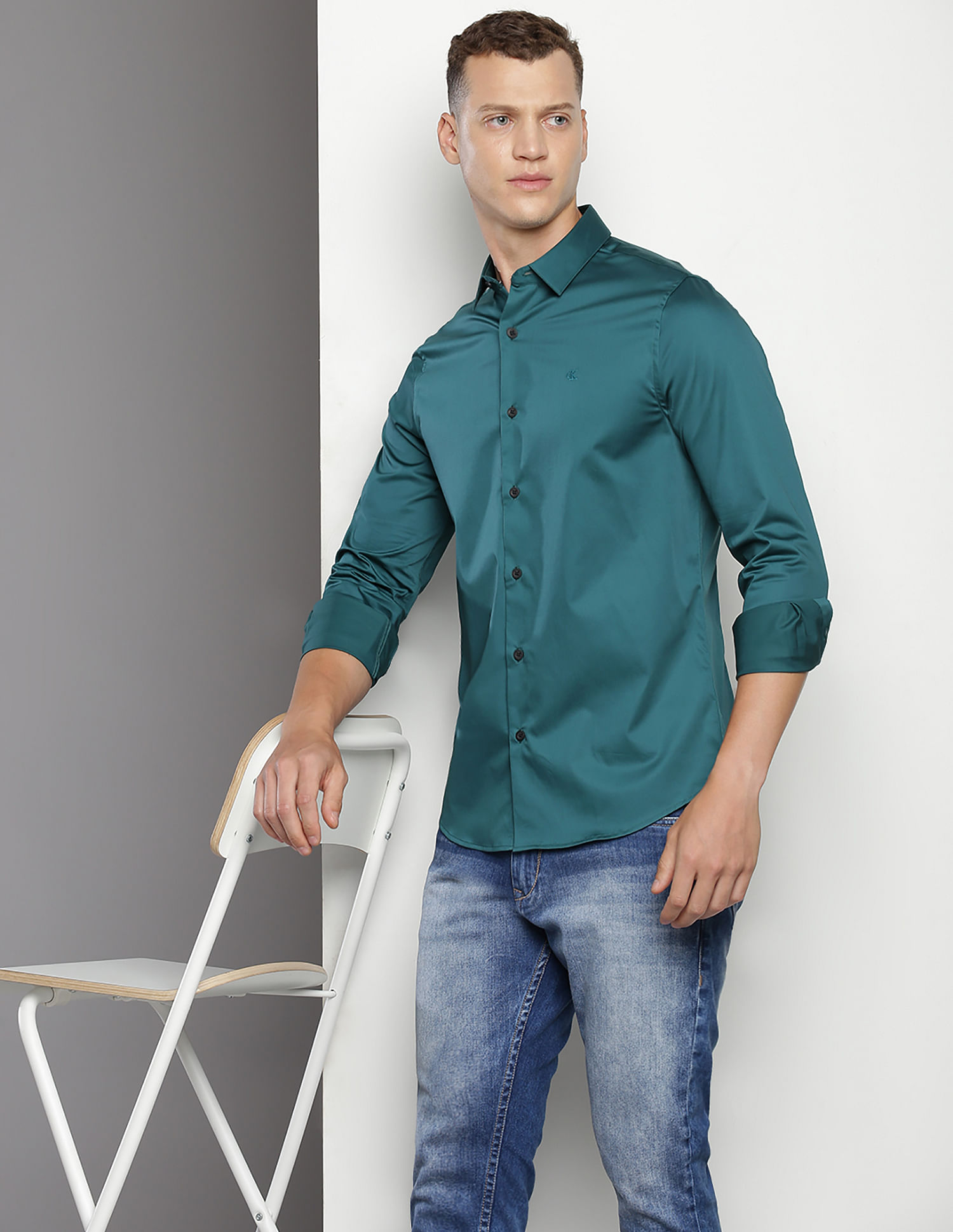 Calvin Klein Solid Satin Shirt