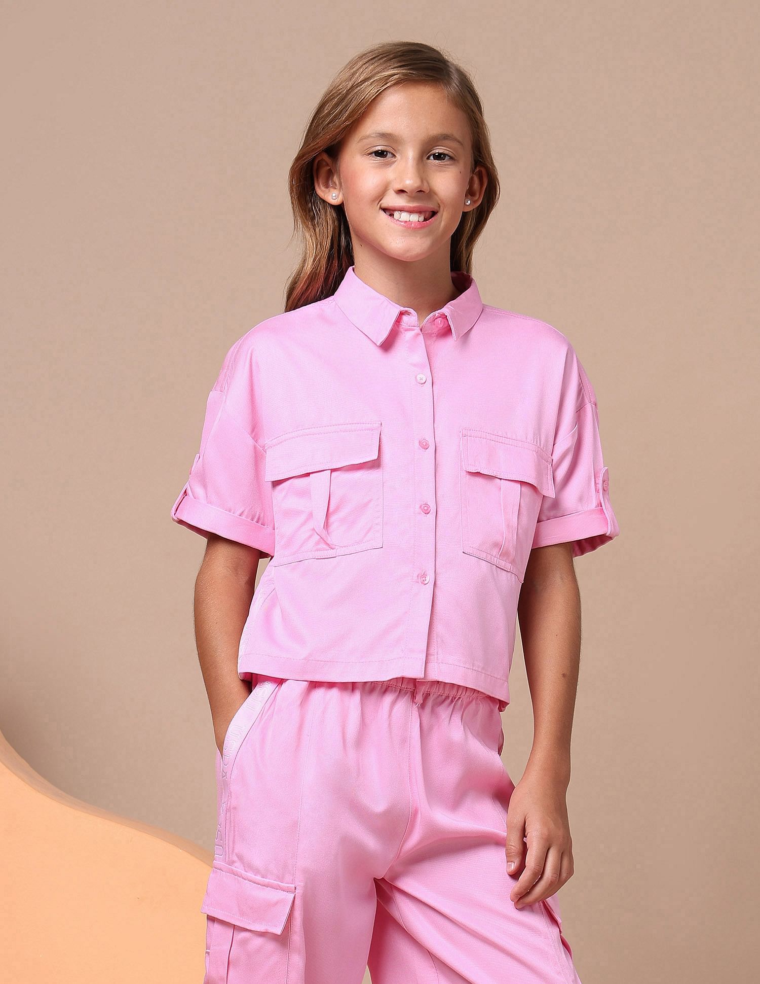 U.S. Polo Assn. Kids Girls Brand Taped Regular Fit Shirt Top