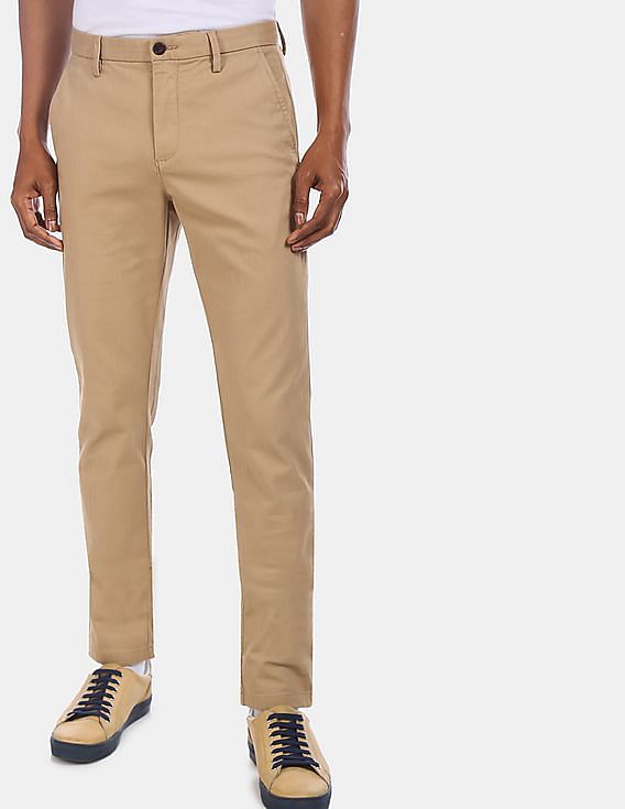 Arrow Sports Casual Trousers  Buy Arrow Sports Men Light Khaki Flat Front  Solid Casual Trousers Online  Nykaa Fashion